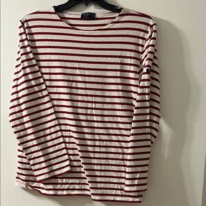 Saint James Red and White Striped Long Sleeve Tee